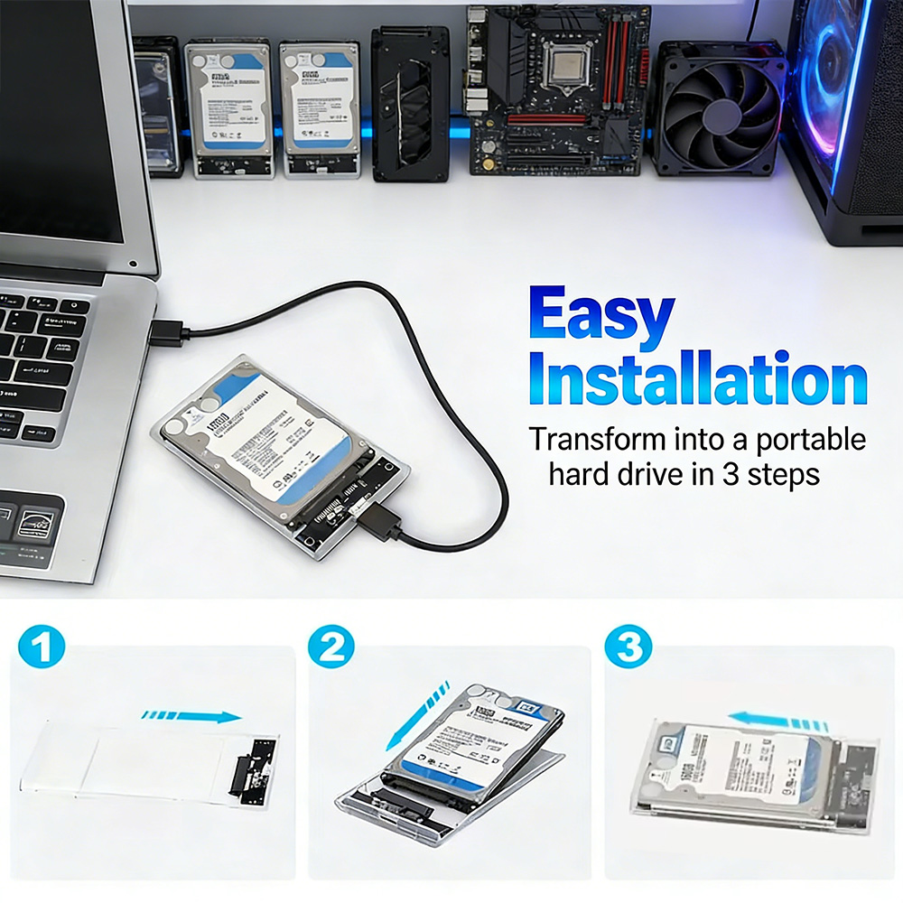 2.5インチ透明SATA-USB 3.0ハードドライブエンク - External Ssd のレビューと価格